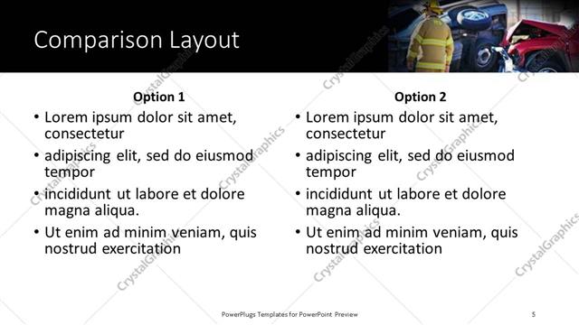 Comparison presentation slide layout