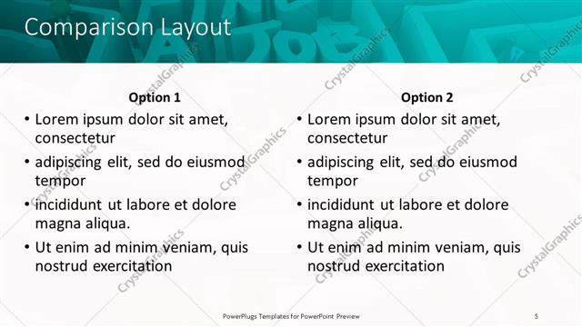 Comparison presentation slide layout