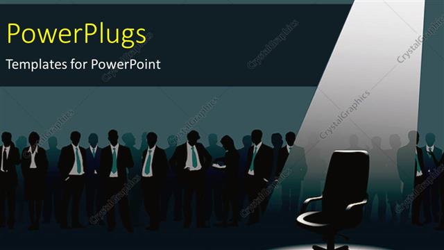  Presentation with lead - Empty chair under light and crowd of people with aspirations
