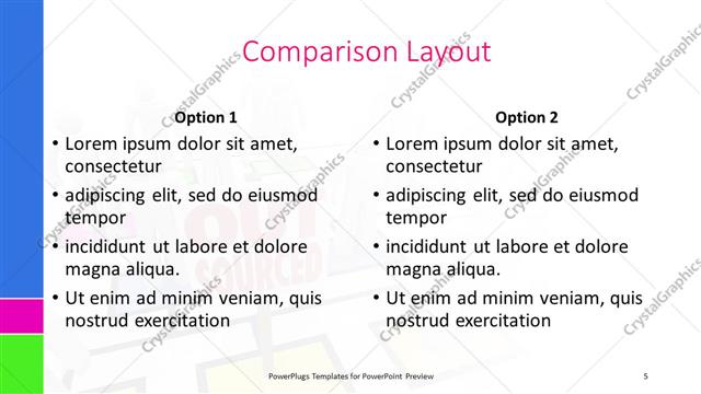 Comparison presentation slide layout