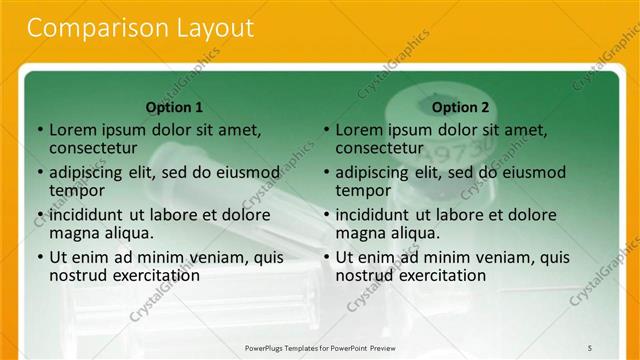 Comparison presentation slide layout