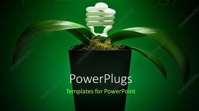  Presentation with light green - Energy preservation concept with light bulb growing plant with green color