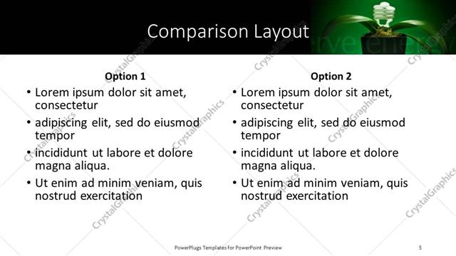 Comparison presentation slide layout