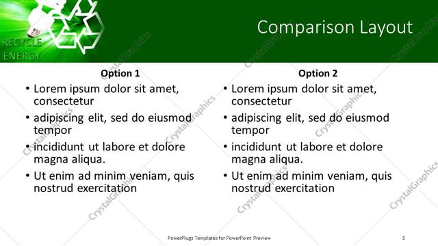 Comparison presentation slide layout