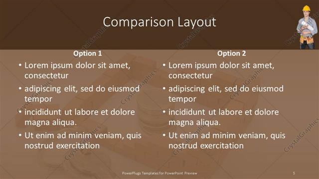 Comparison presentation slide layout