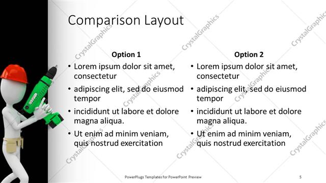 Comparison presentation slide layout