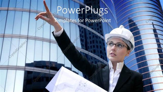  Presentation with architect - An engineer with skyscrapers in the background