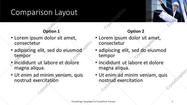 Comparison presentation slide layout