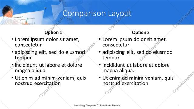 Comparison presentation slide layout