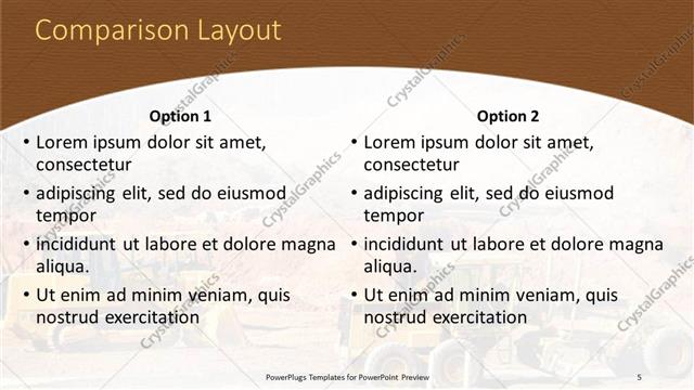 Comparison presentation slide layout