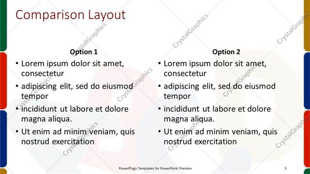 Comparison presentation slide layout