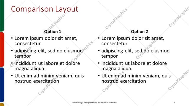 Comparison presentation slide layout