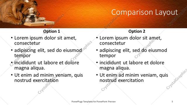 Comparison presentation slide layout
