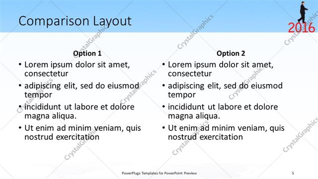 Comparison presentation slide layout