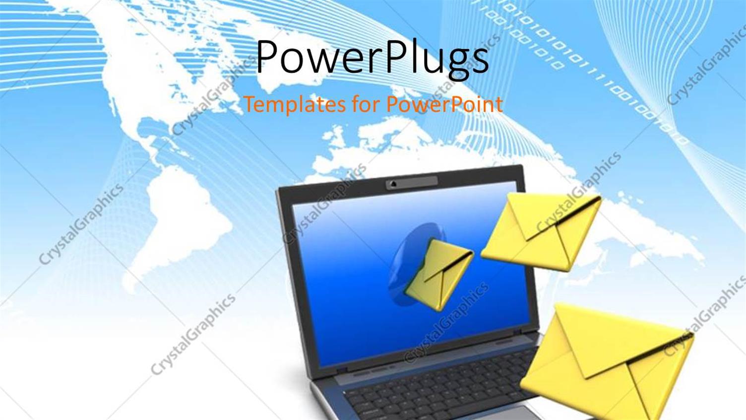 Featuring Envelope Symbols Popping Out from Laptop Screen Over World Map