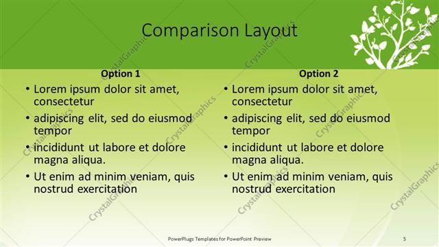 Comparison presentation slide layout