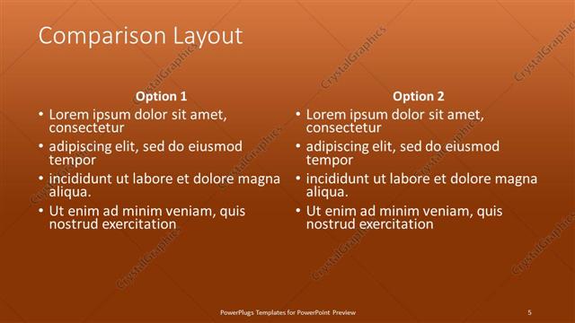 Comparison presentation slide layout