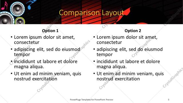 Comparison presentation slide layout