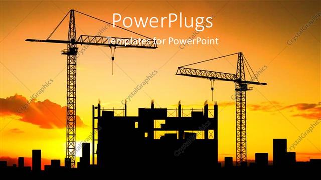  Presentation with buildings - Evening sunset view of buildings at a construction site