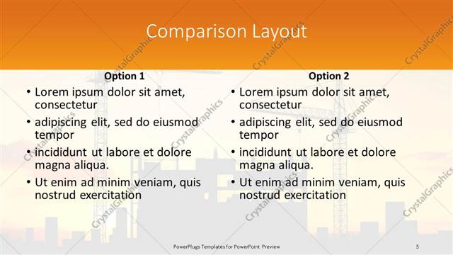 Comparison presentation slide layout