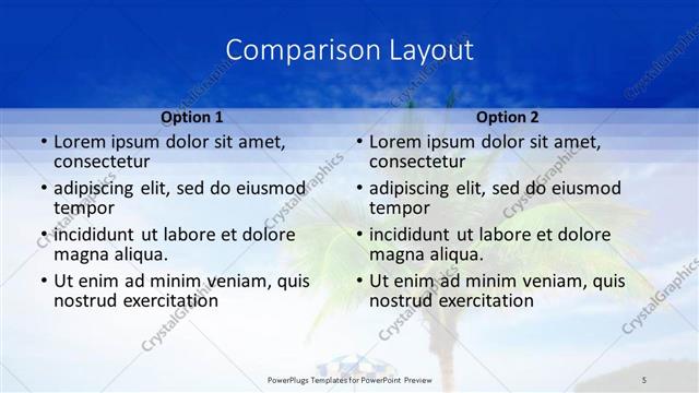 Comparison presentation slide layout