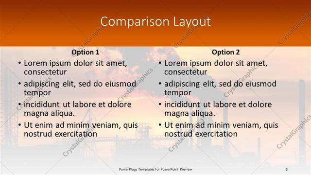 Comparison presentation slide layout