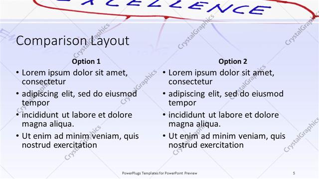 Comparison presentation slide layout