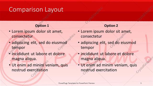 Comparison presentation slide layout