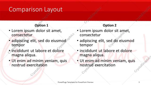 Comparison presentation slide layout