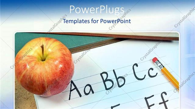  Presentation with exercise - An exercise book with an apple and a pencil