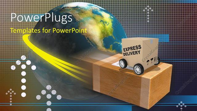  Presentation with express delivery - Two boxes with a globe in the background