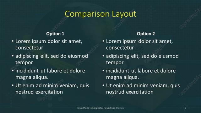 Comparison presentation slide layout