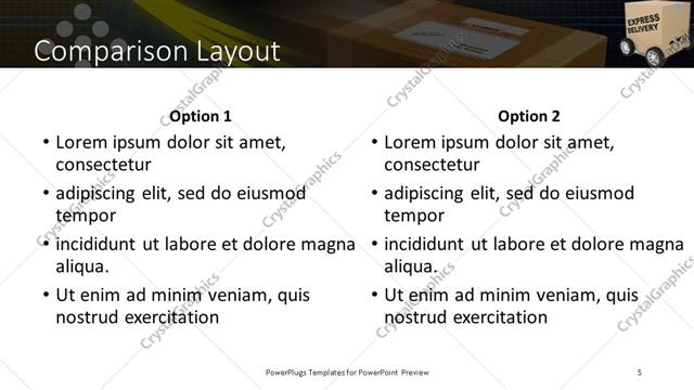 Comparison presentation slide layout