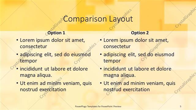 Comparison presentation slide layout