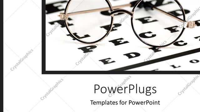 Presentation with test - Eye glasses placed on eye test reading chat