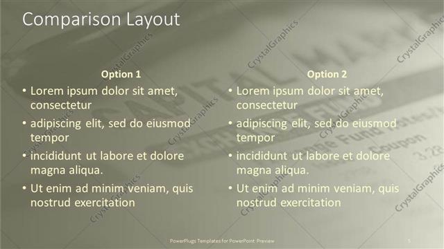 Comparison presentation slide layout