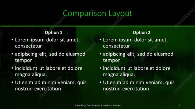 Comparison presentation slide layout