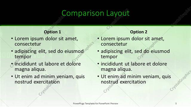 Comparison presentation slide layout