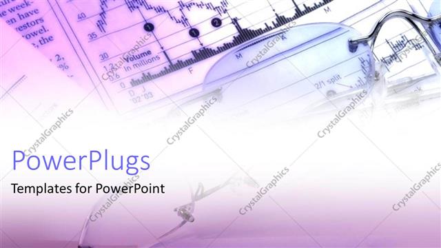  Presentation with eyeglasses - Eyeglasses on top of financial papers with base chart