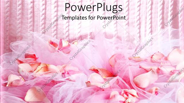  Presentation with fabric - The fabric and flowers along with pinkish lines in the background