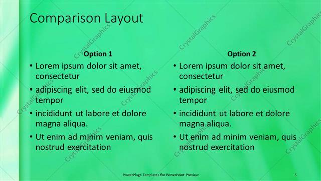 Comparison presentation slide layout