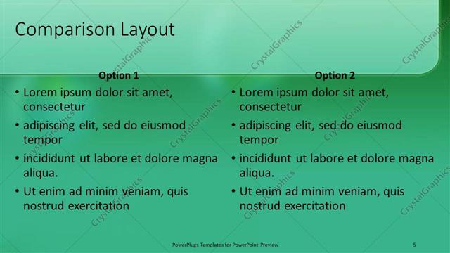 Comparison presentation slide layout