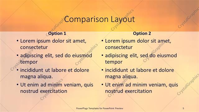Comparison presentation slide layout