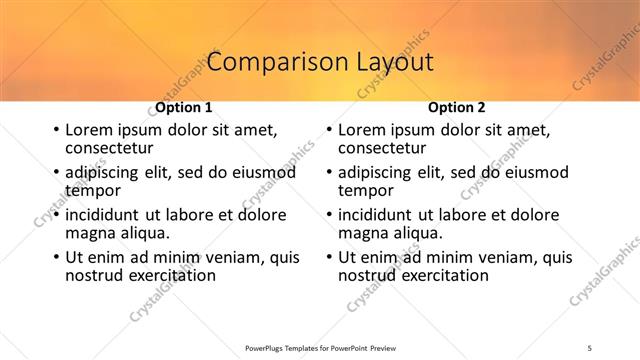 Comparison presentation slide layout
