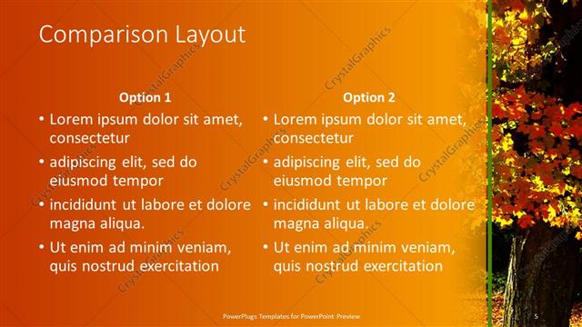Comparison presentation slide layout