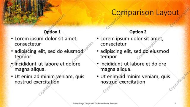 Comparison presentation slide layout