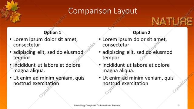 Comparison presentation slide layout