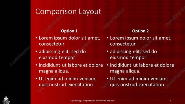 Comparison presentation slide layout