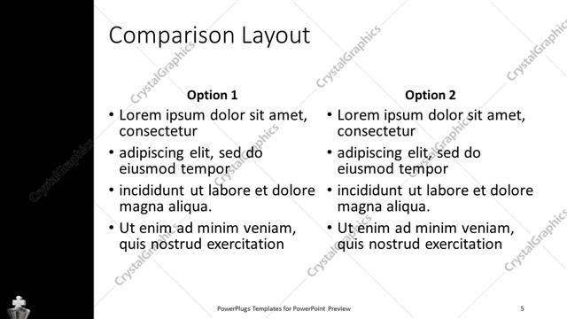Comparison presentation slide layout