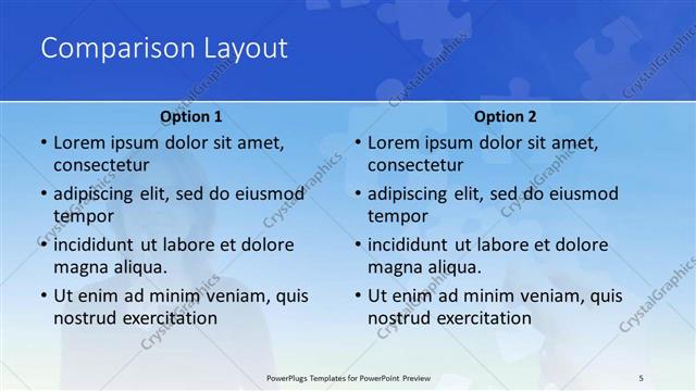 Comparison presentation slide layout